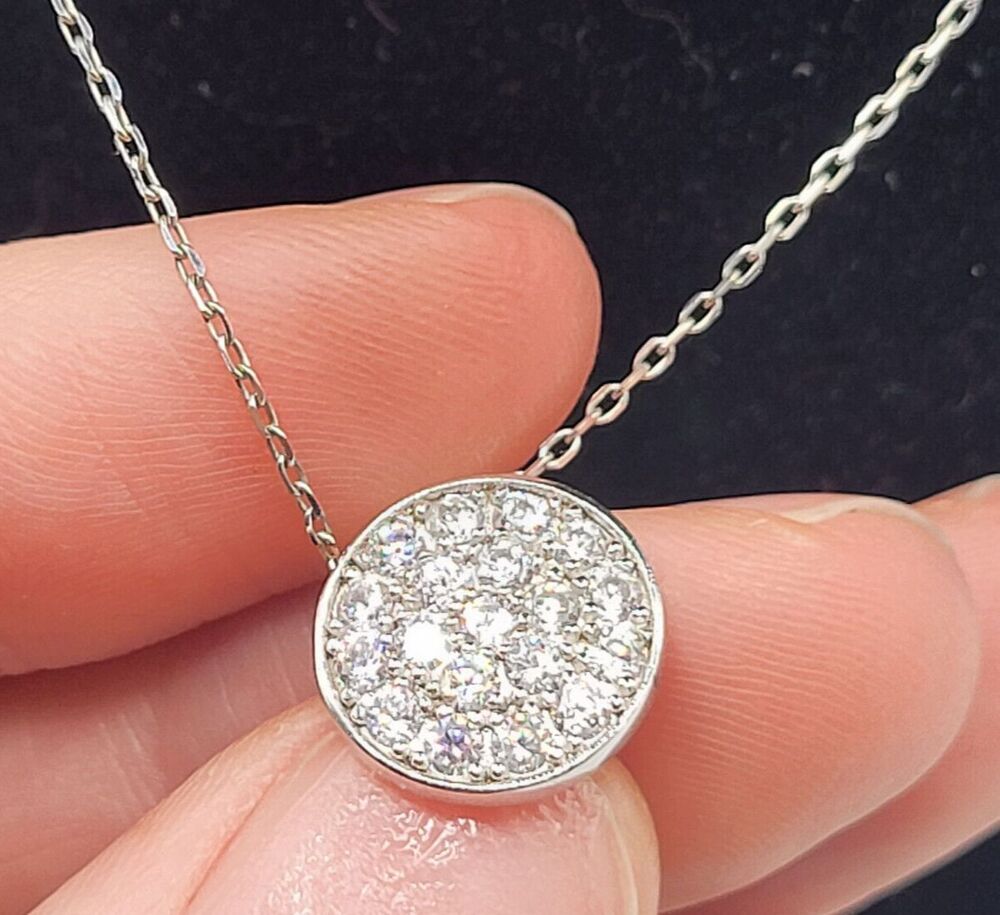 Sterling Silver Dainty Circular Pendant Necklace 17in